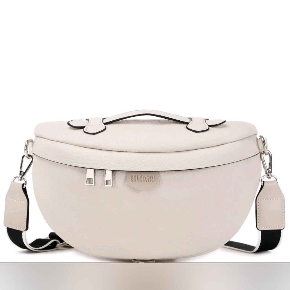 Cream and Black Crossbody Bag with Minimalist Design